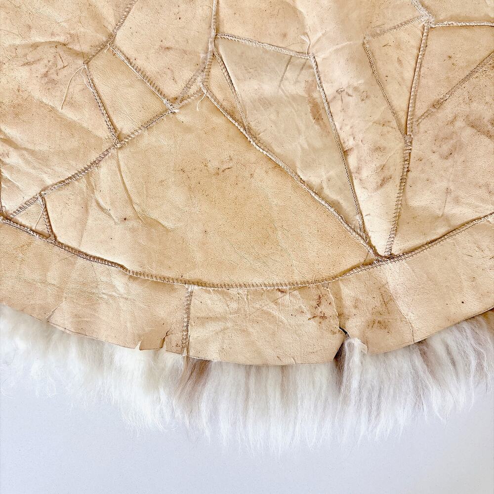SOUTH AMERICAN ROUND PATCHWORK ALPACA FUR RUG - Picture 11 of 16
